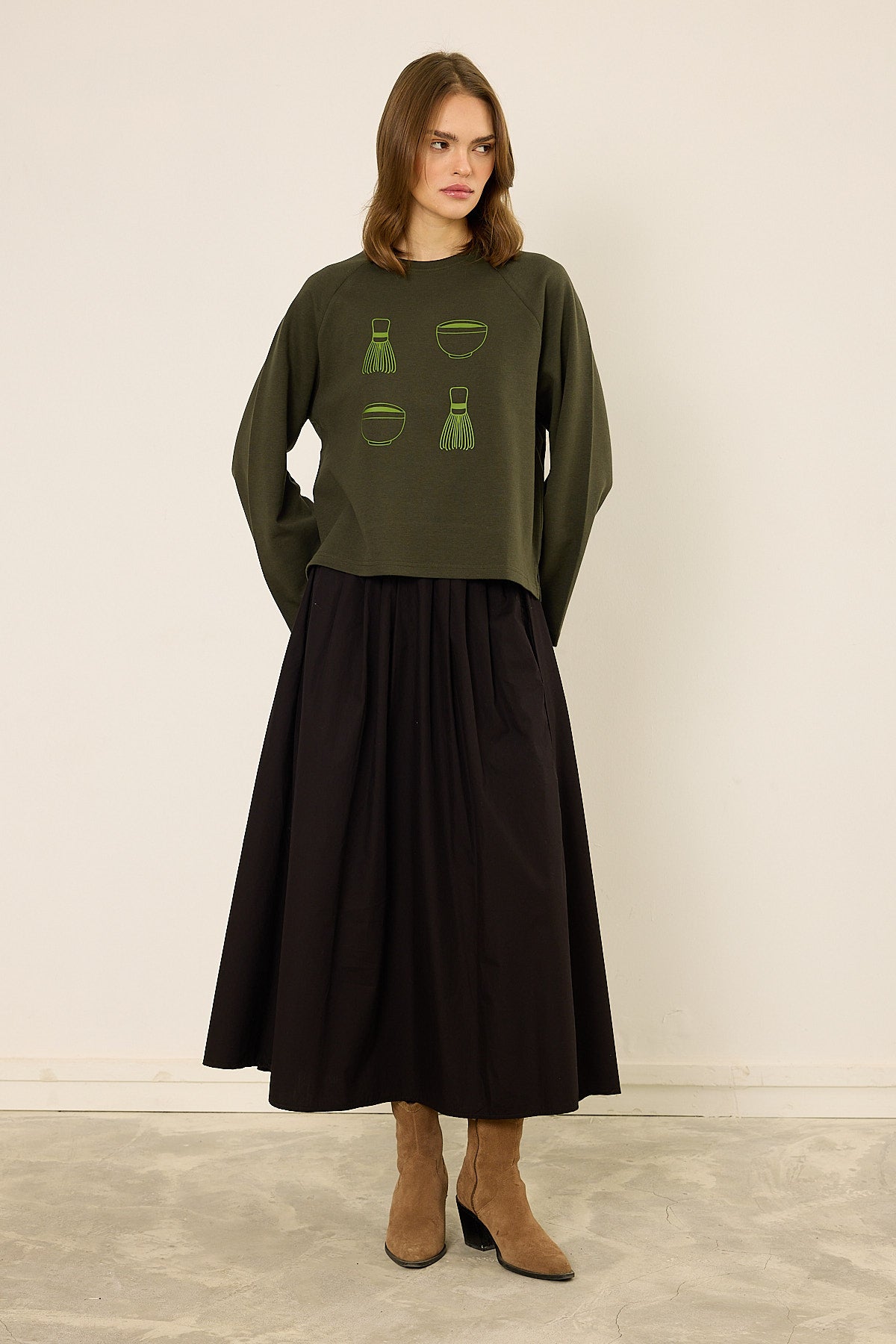Crop-Top mit Matcha-Print