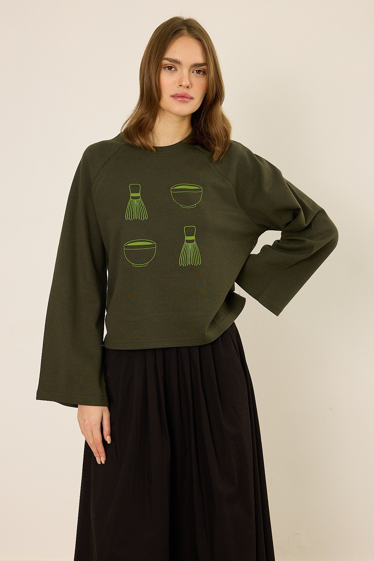 Crop-Top mit Matcha-Print