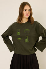 Crop-Top mit Matcha-Print