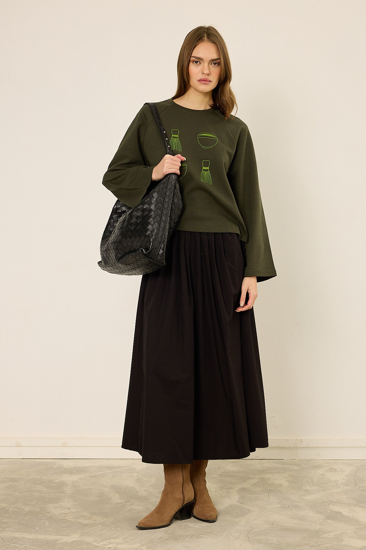Crop-Top mit Matcha-Print