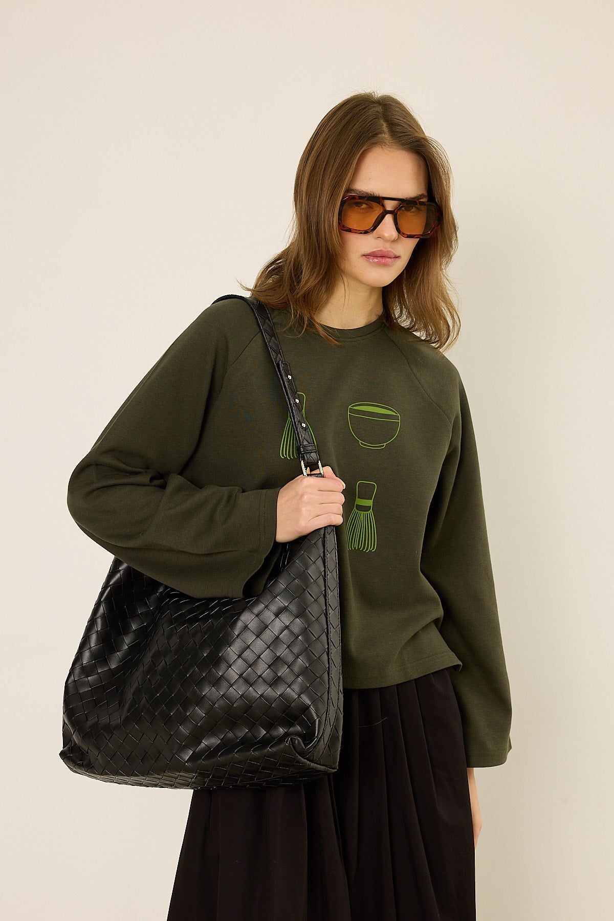 Crop-Top mit Matcha-Print