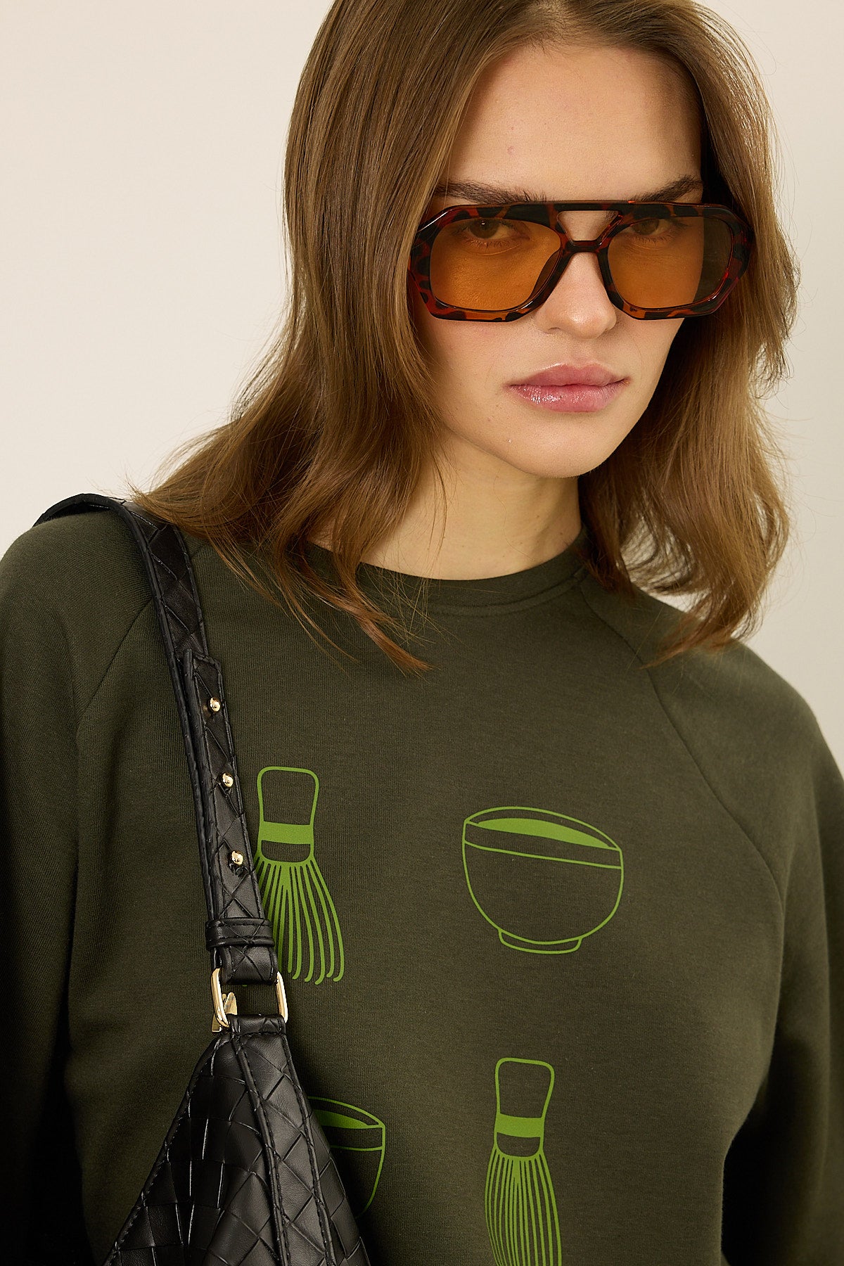 Crop-Top mit Matcha-Print