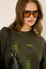 Crop-Top mit Matcha-Print