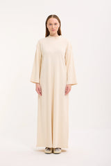 Rippstrick-Maxikleid mit Trompetenärmeln und Bindegürtel