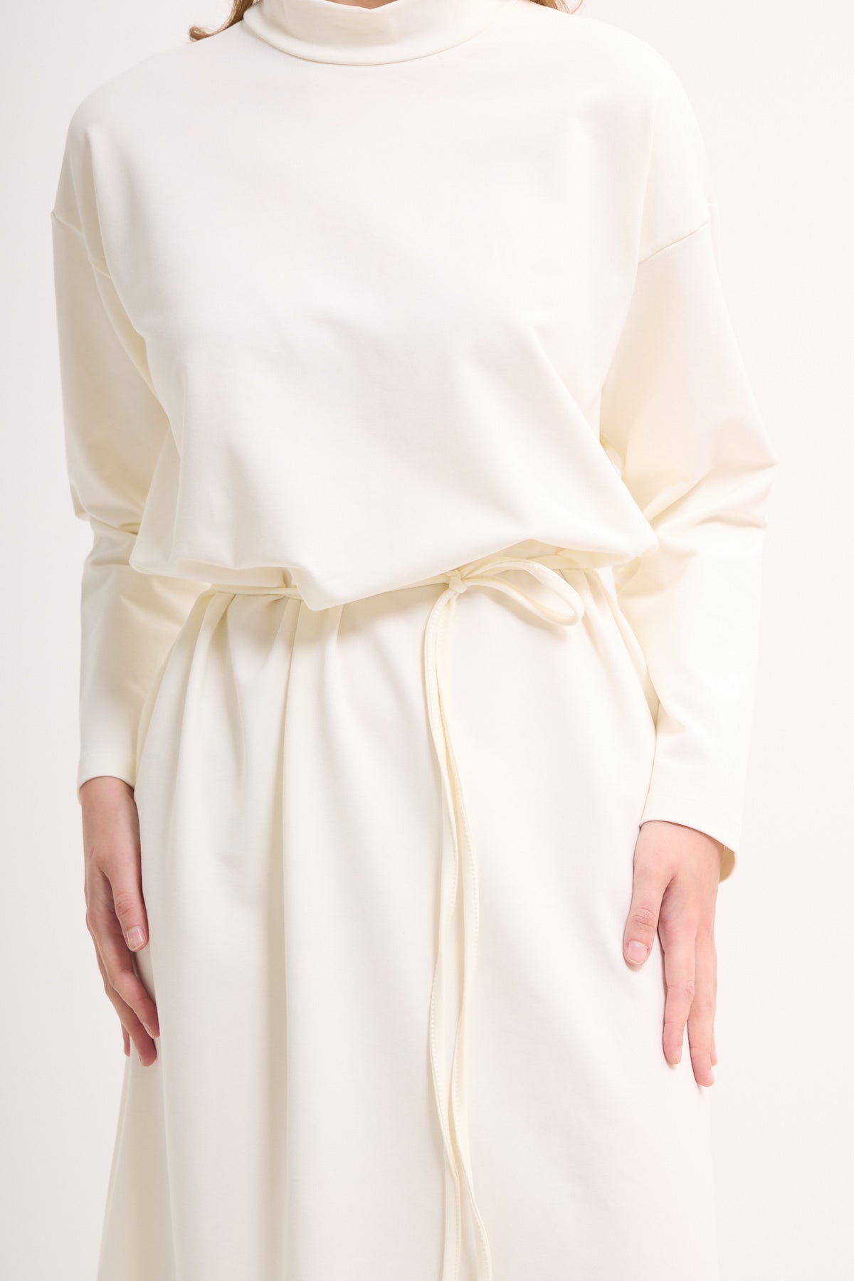 Baumwoll-Maxikleid mit Taillengürtel