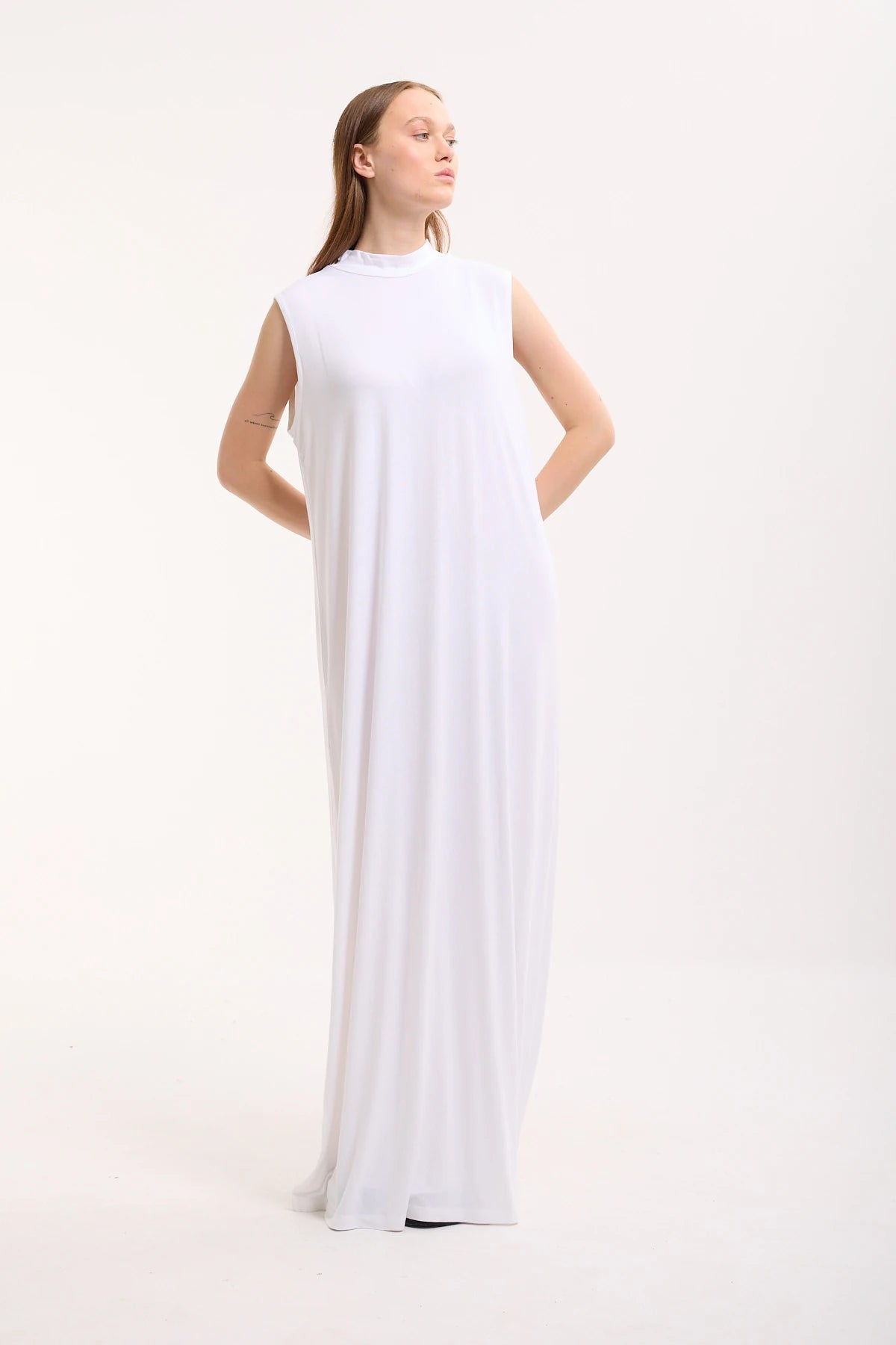 Ärmelloses Basic Maxikleid aus Baumwolle