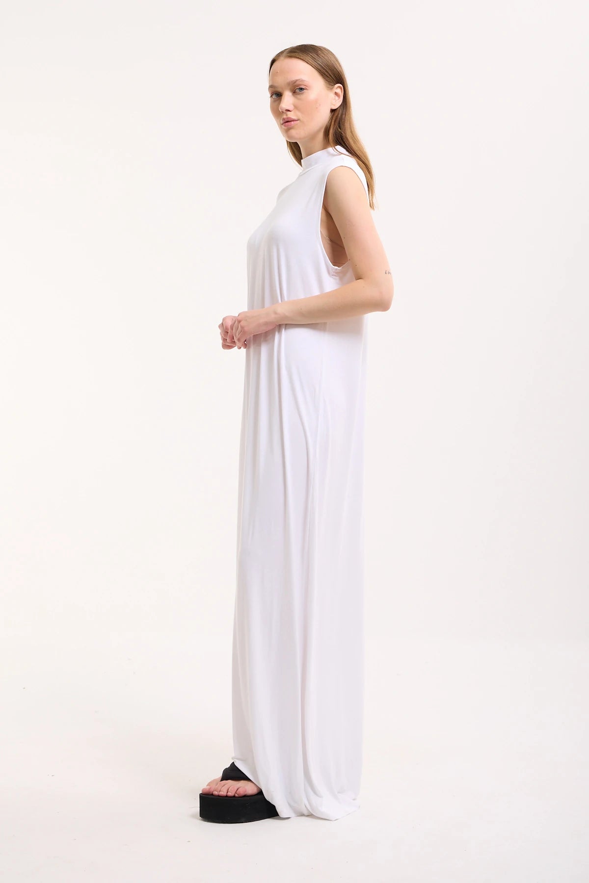 Ärmelloses Basic Maxikleid aus Baumwolle