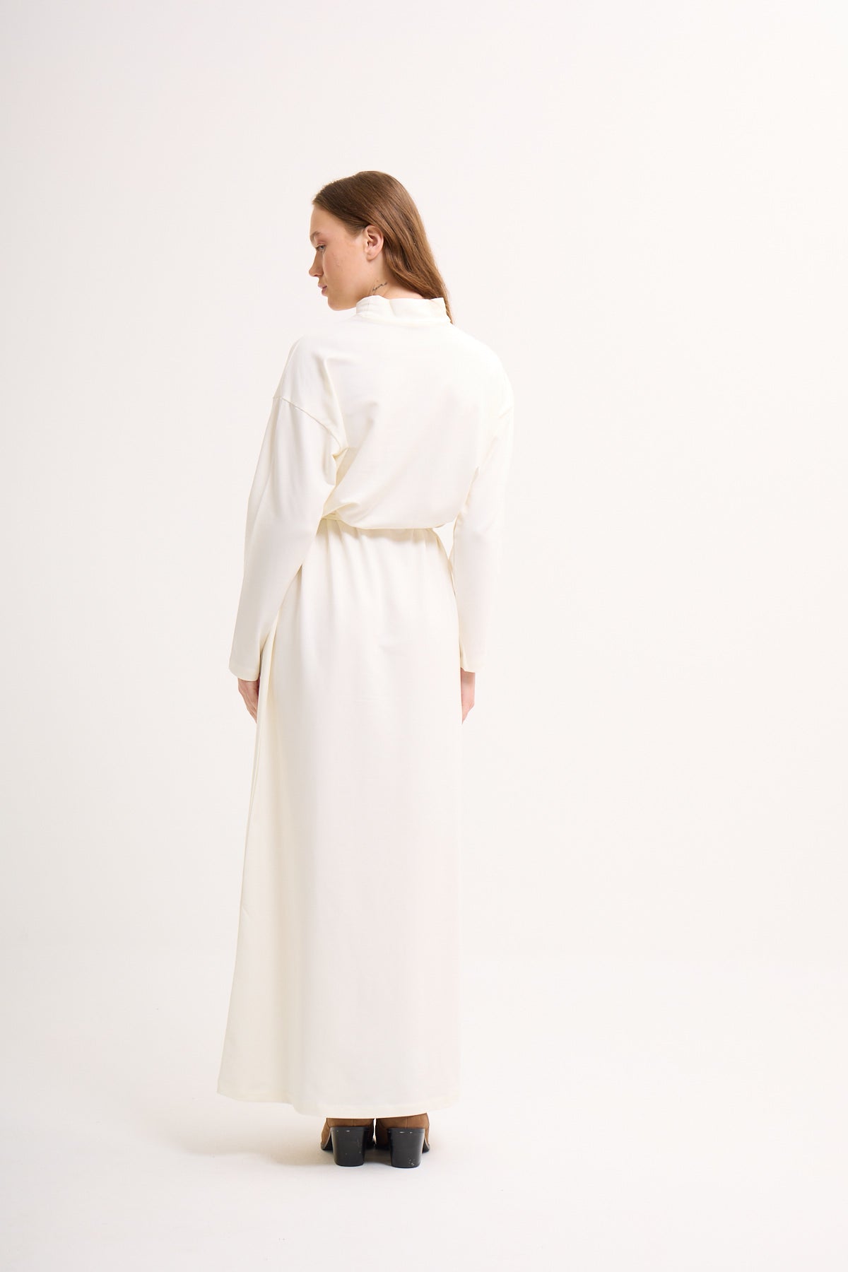 Baumwoll-Maxikleid mit Taillengürtel