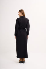 Baumwoll-Maxikleid mit Taillengürtel