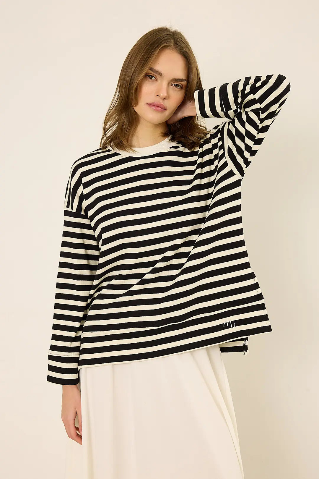 Gestreiftes Sweatshirt mit Logo