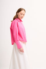 Crop Bluse mit breiten Manschetten