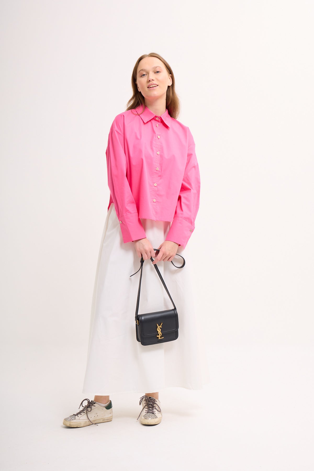 Crop Bluse mit breiten Manschetten