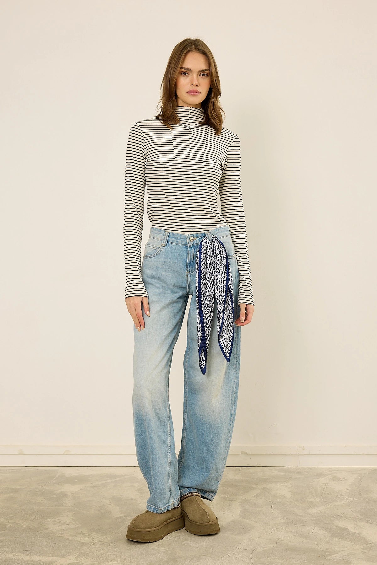 Feinstrick-Bluse mit Reißverschluss