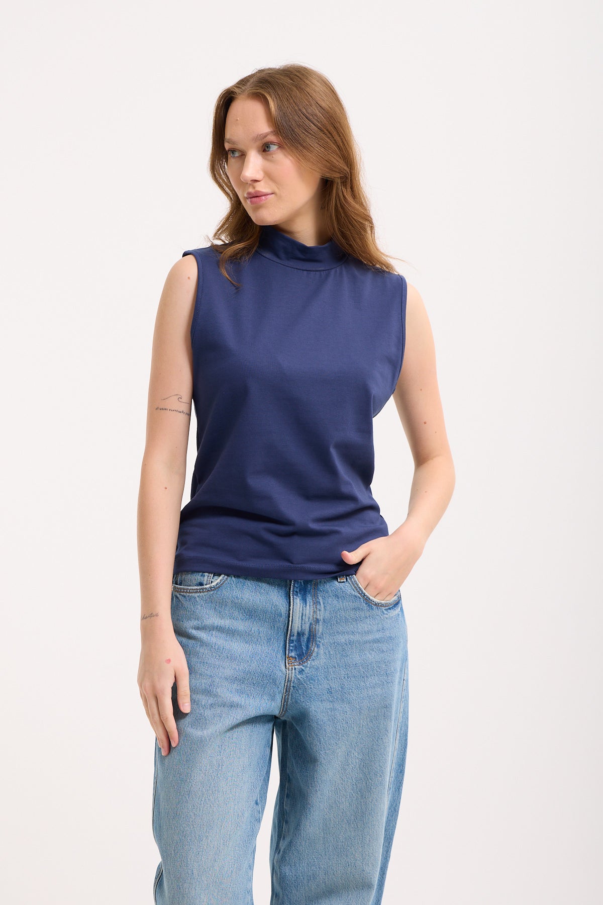 High-Neck Baumwoll-Top