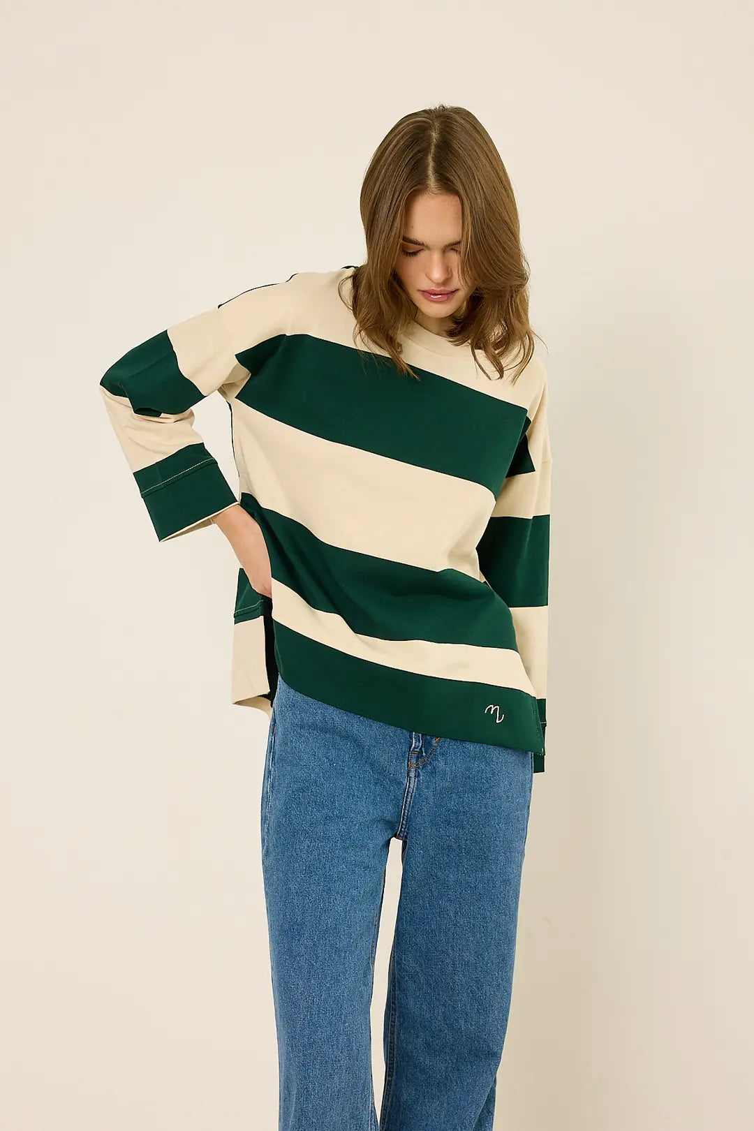 Gestreiftes Sweatshirt mit Logo