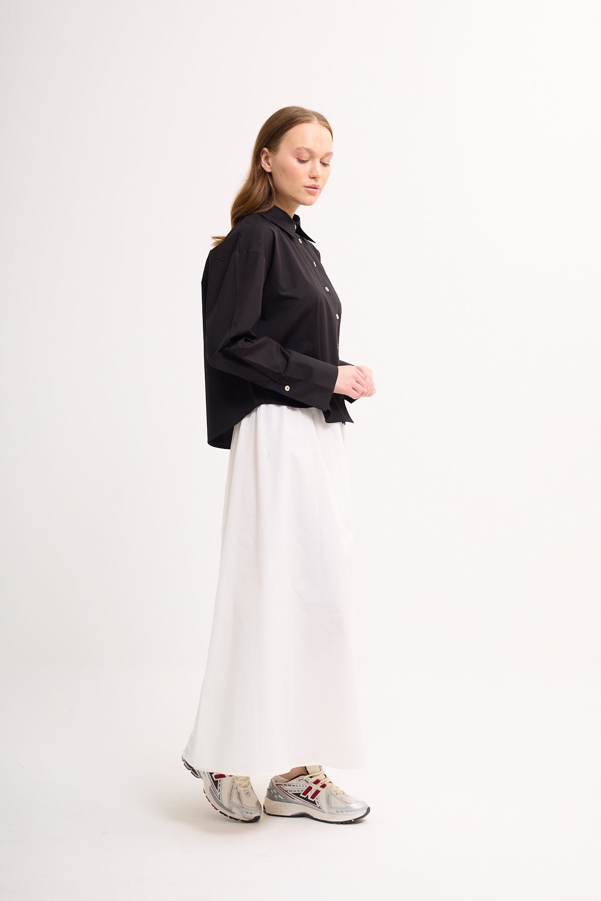 Crop Bluse mit breiten Manschetten