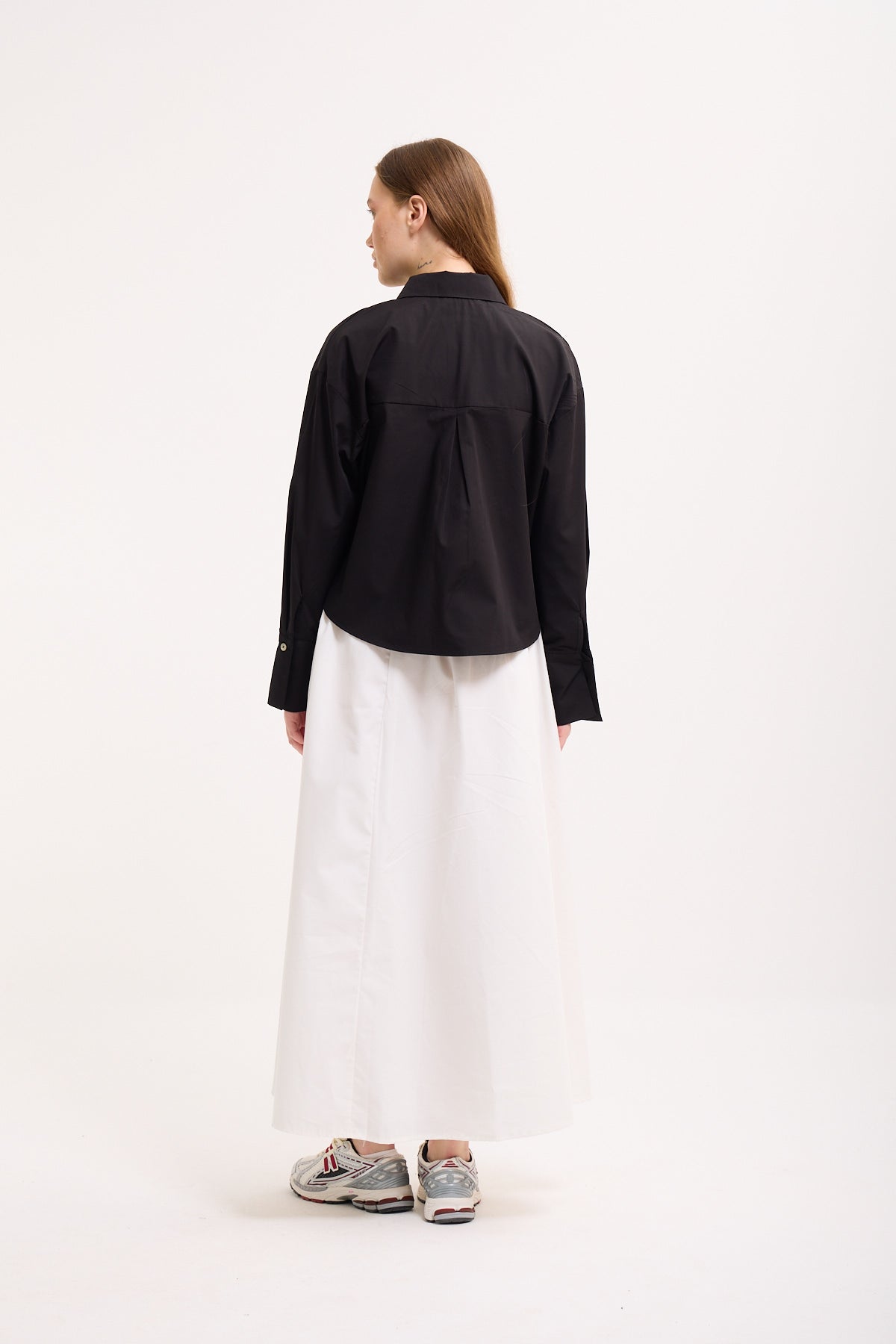 Crop Bluse mit breiten Manschetten
