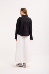 Crop Bluse mit breiten Manschetten