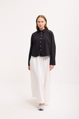 Crop Bluse mit breiten Manschetten