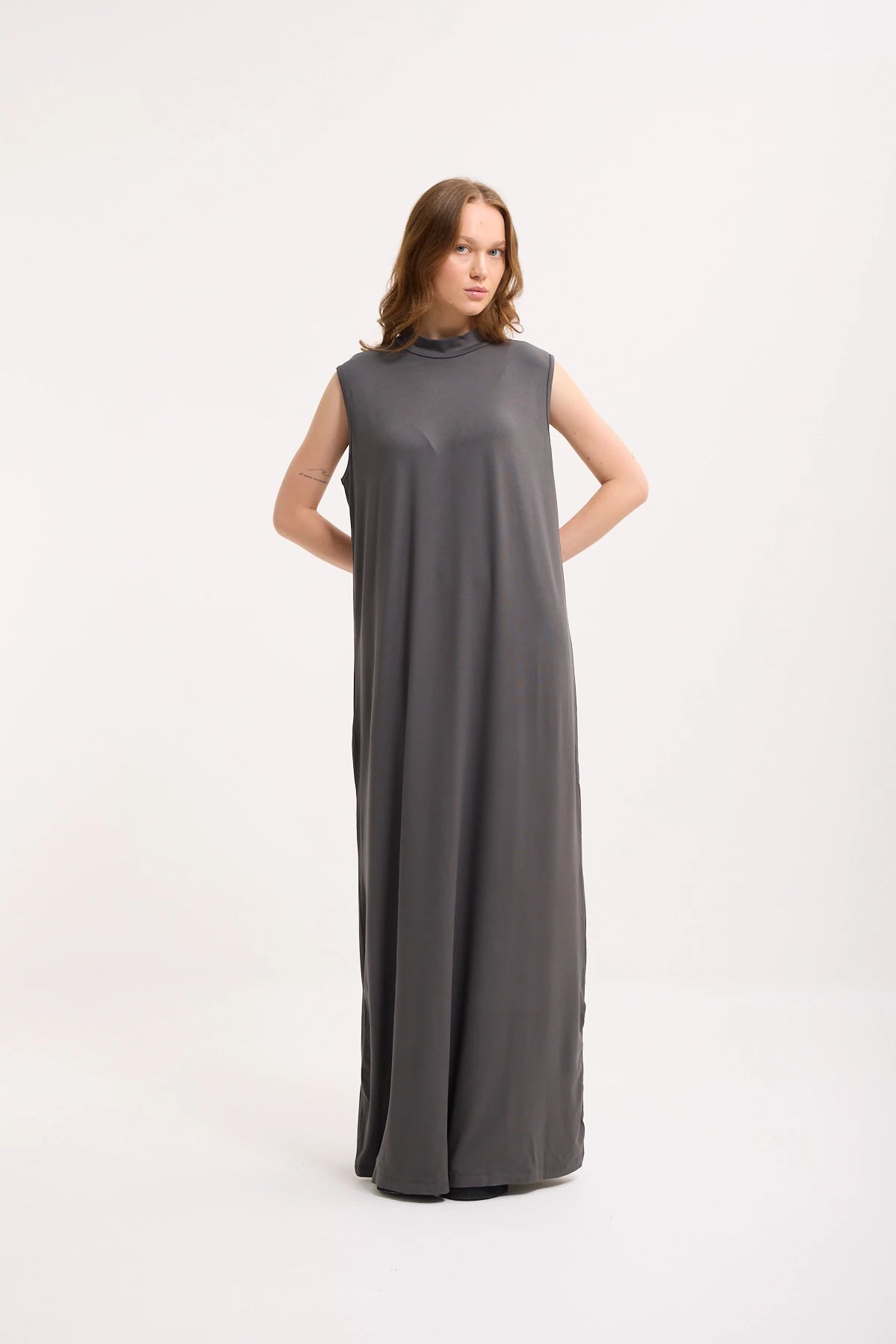Ärmelloses Basic Maxikleid aus Baumwolle