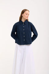 Crop Bluse mit breiten Manschetten