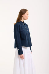 Crop Bluse mit breiten Manschetten