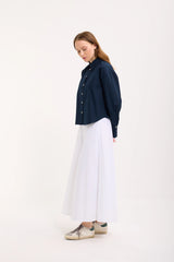 Crop Bluse mit breiten Manschetten