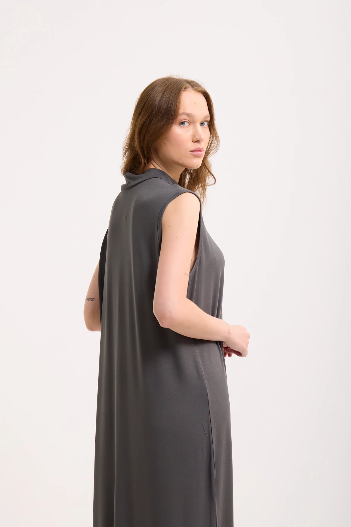 Ärmelloses Basic Maxikleid aus Baumwolle