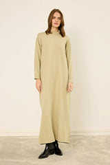 Maxi-Kleid aus Baumwolle mit Langarm und Taillengürtel