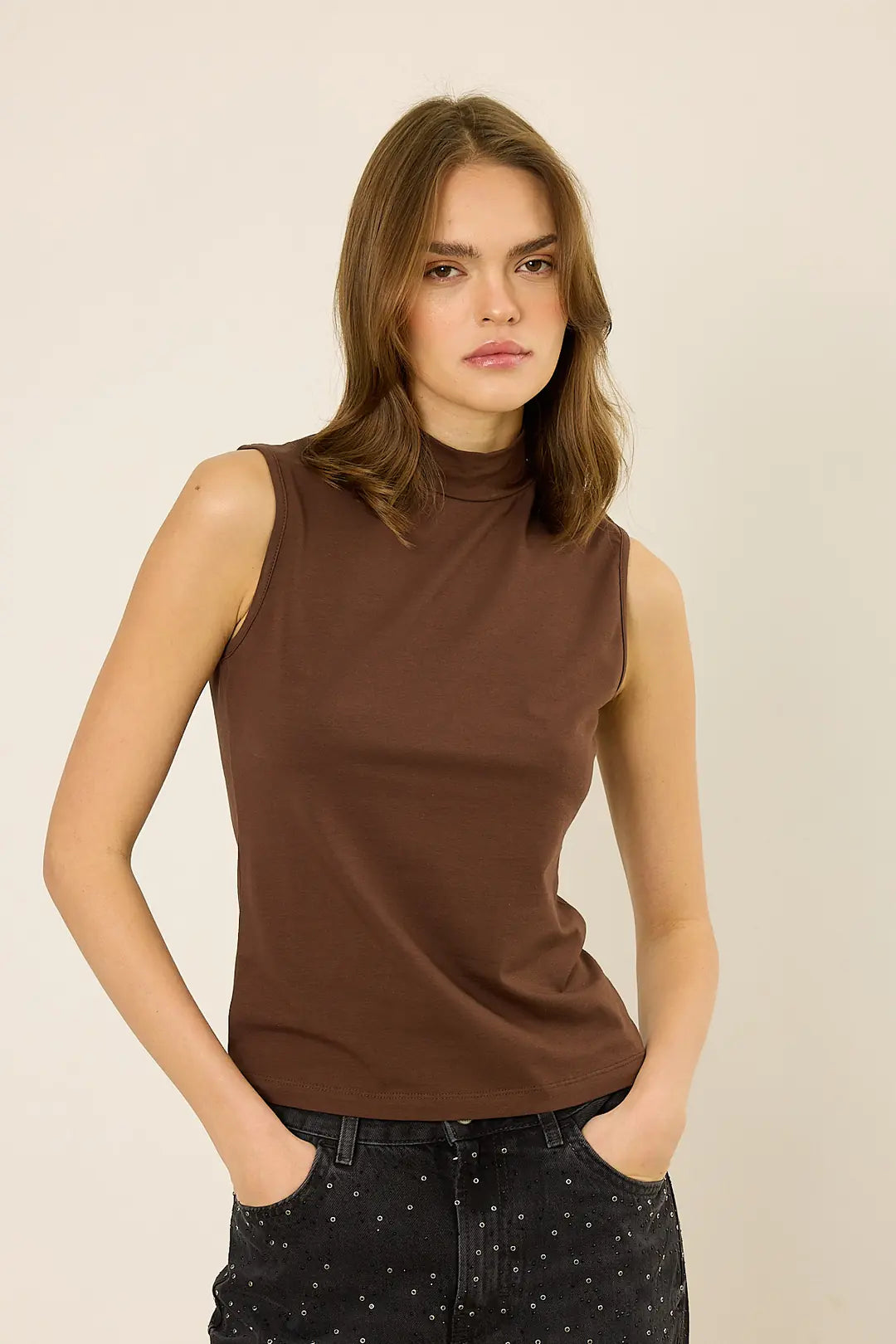 High-Neck Baumwoll-Top