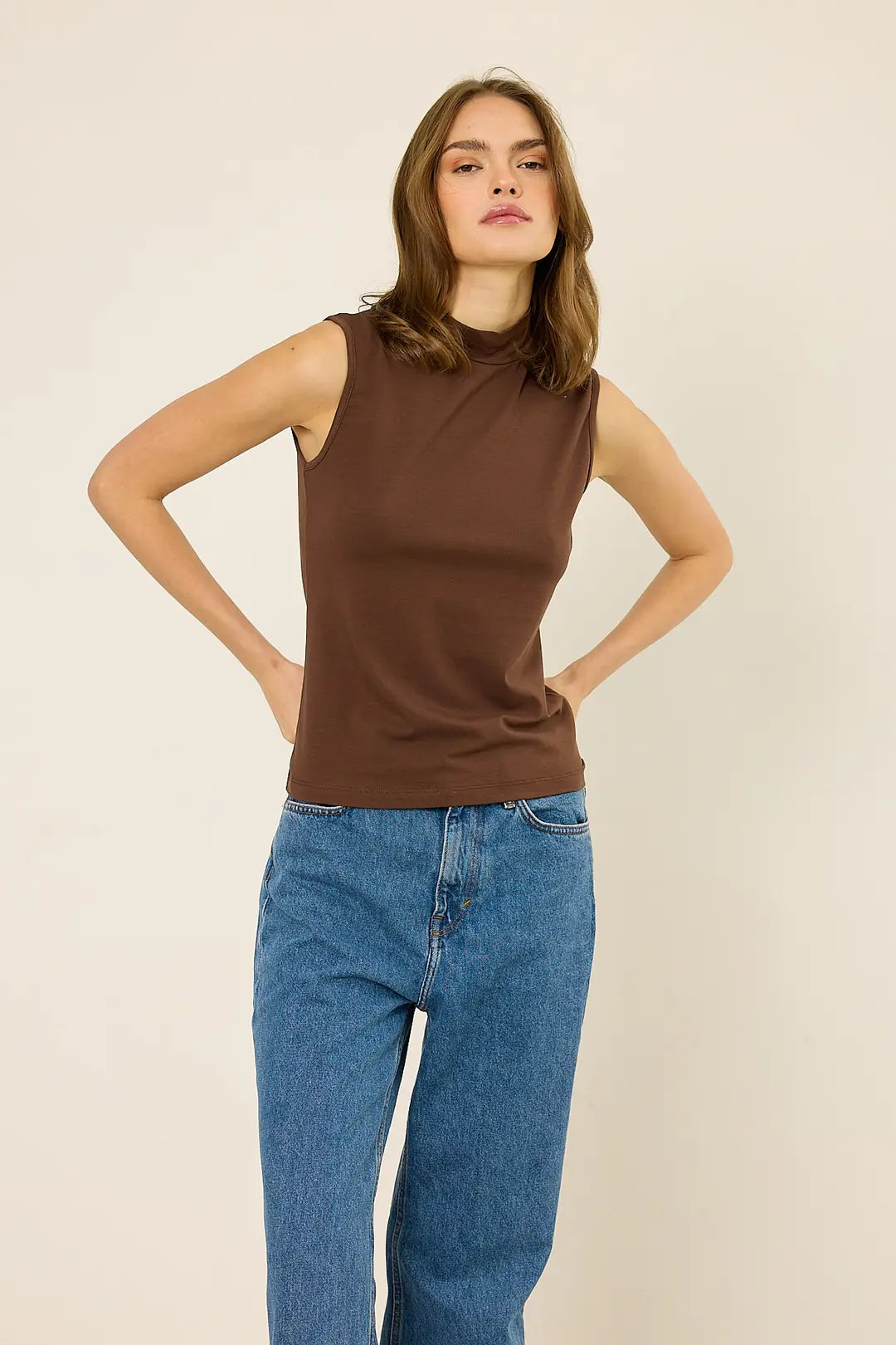 High-Neck Baumwoll-Top