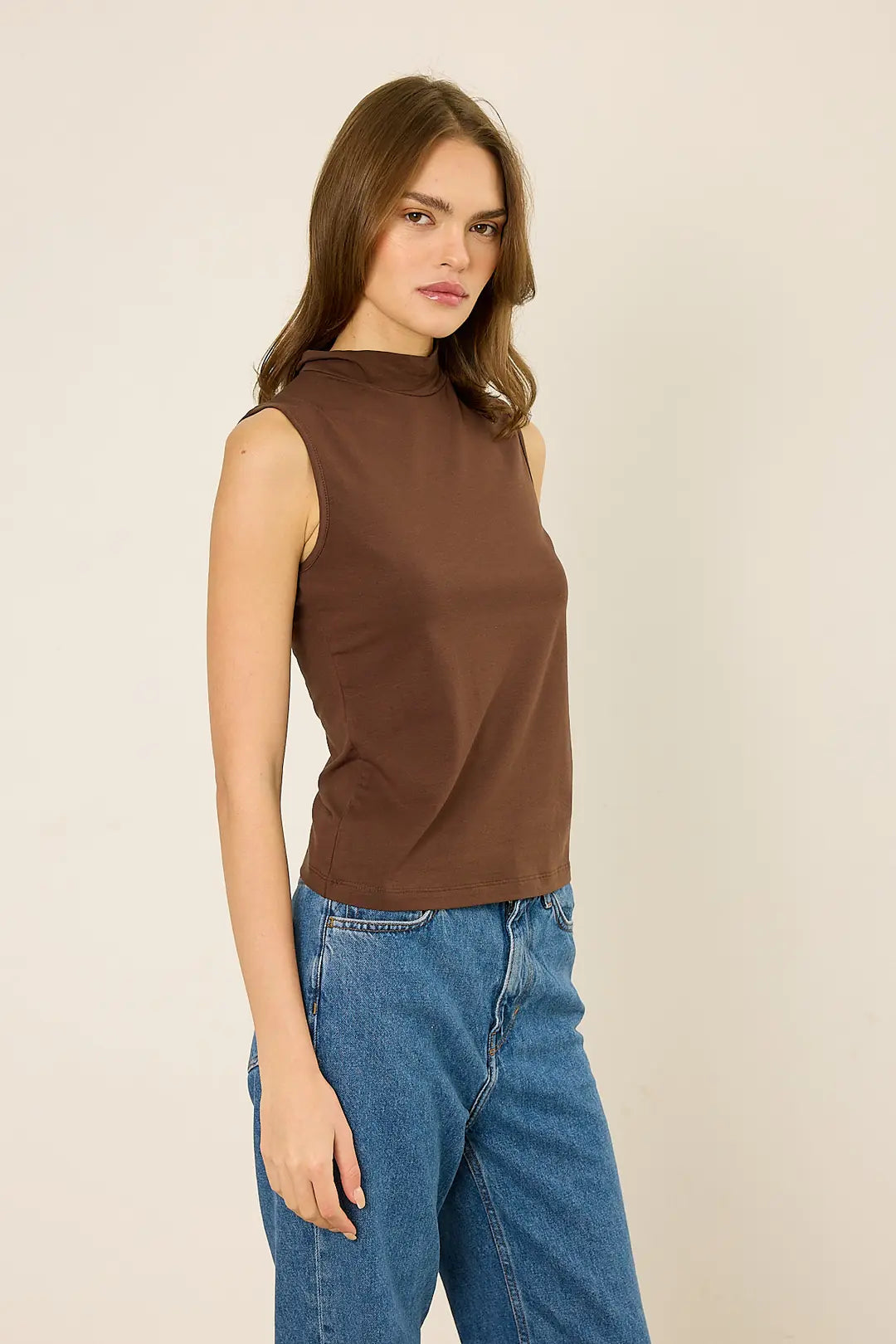 High-Neck Baumwoll-Top