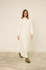 Maxi-Kleid aus Baumwolle mit Langarm und Taillengürtel