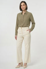 High-Waist Wide-Leg-Hose aus Tencel-Baumwolle