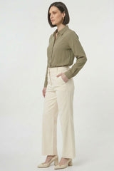 High-Waist Wide-Leg-Hose aus Tencel-Baumwolle