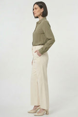 High-Waist Wide-Leg-Hose aus Tencel-Baumwolle