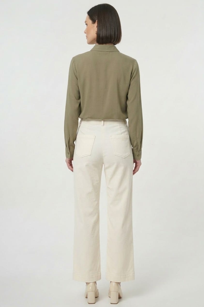 High-Waist Wide-Leg-Hose aus Tencel-Baumwolle