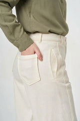 High-Waist Wide-Leg-Hose aus Tencel-Baumwolle