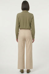 Wide-Leg Bundfaltenhose aus Baumwolle-Leinen