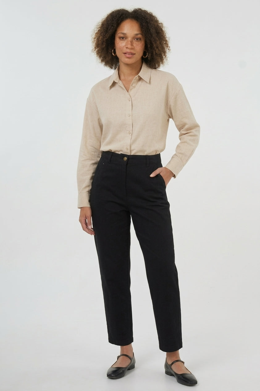 High-Waist Stoffhose im Tapered Fit