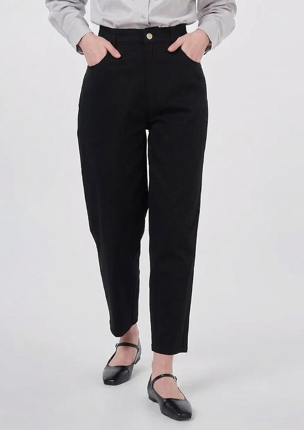High-Waist Stoffhose im Tapered Fit