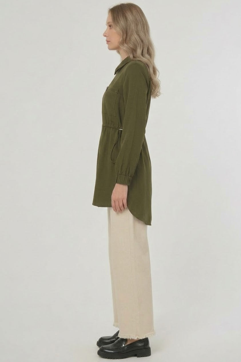 Tencel-Tunika mit Reißverschluss und Taillenzug