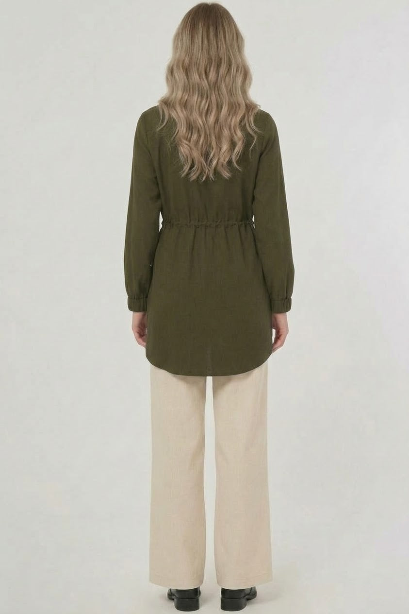 Tencel-Tunika mit Reißverschluss und Taillenzug