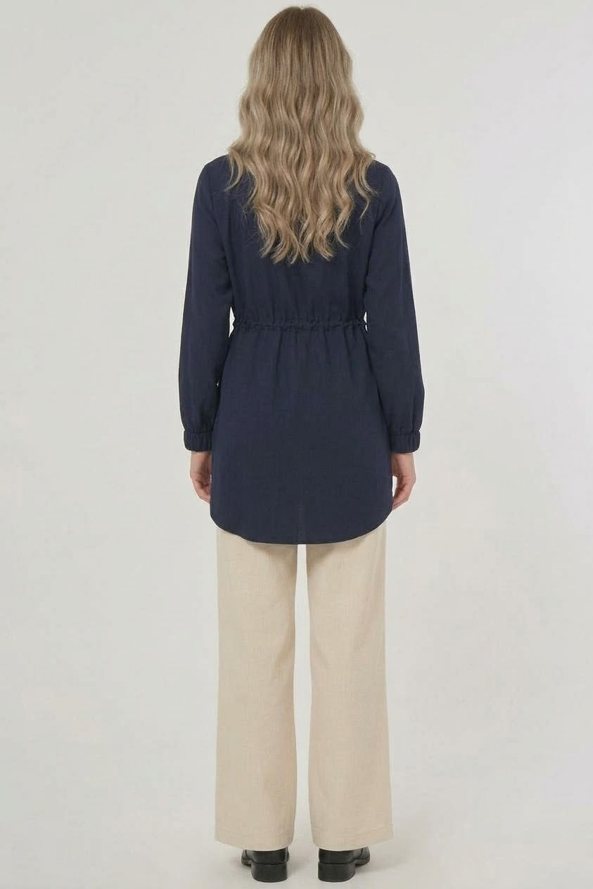 Tencel-Tunika mit Reißverschluss und Taillenzug