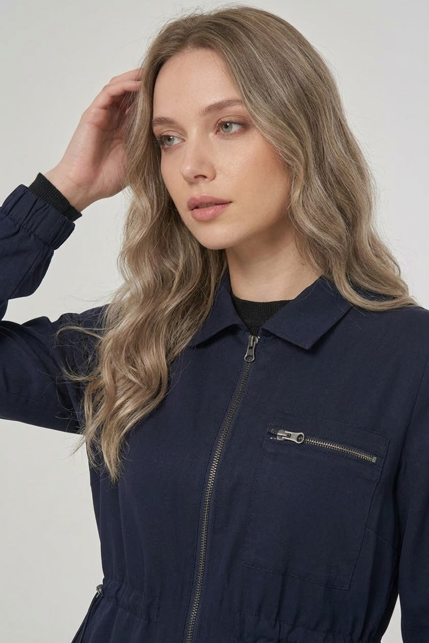 Tencel-Tunika mit Reißverschluss und Taillenzug