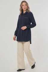 Tencel-Tunika mit Reißverschluss und Taillenzug