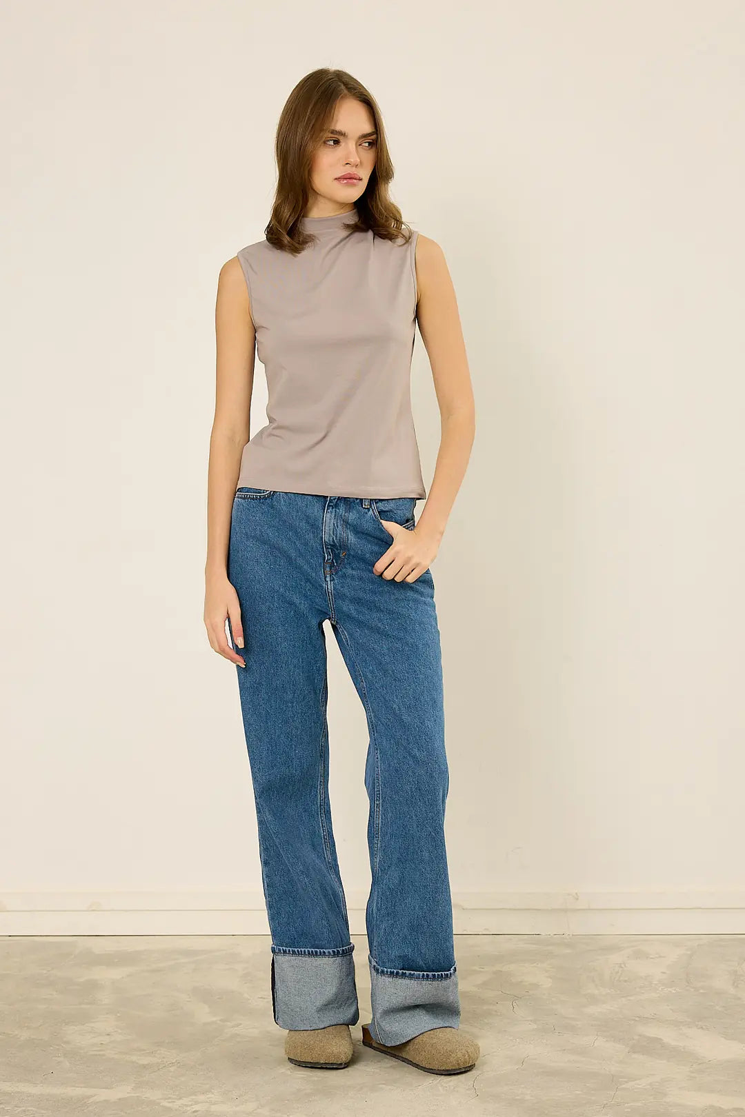 High-Neck Baumwoll-Top