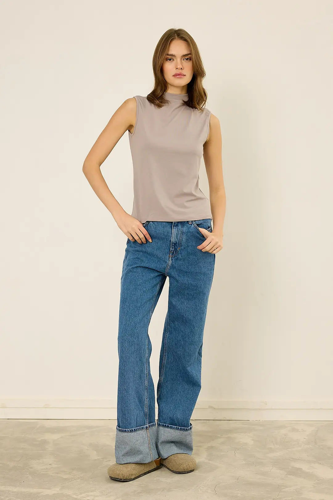 High-Neck Baumwoll-Top