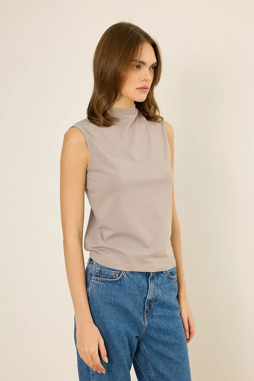 High-Neck Baumwoll-Top