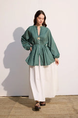 Voile-Bluse mit Biesen-Deko